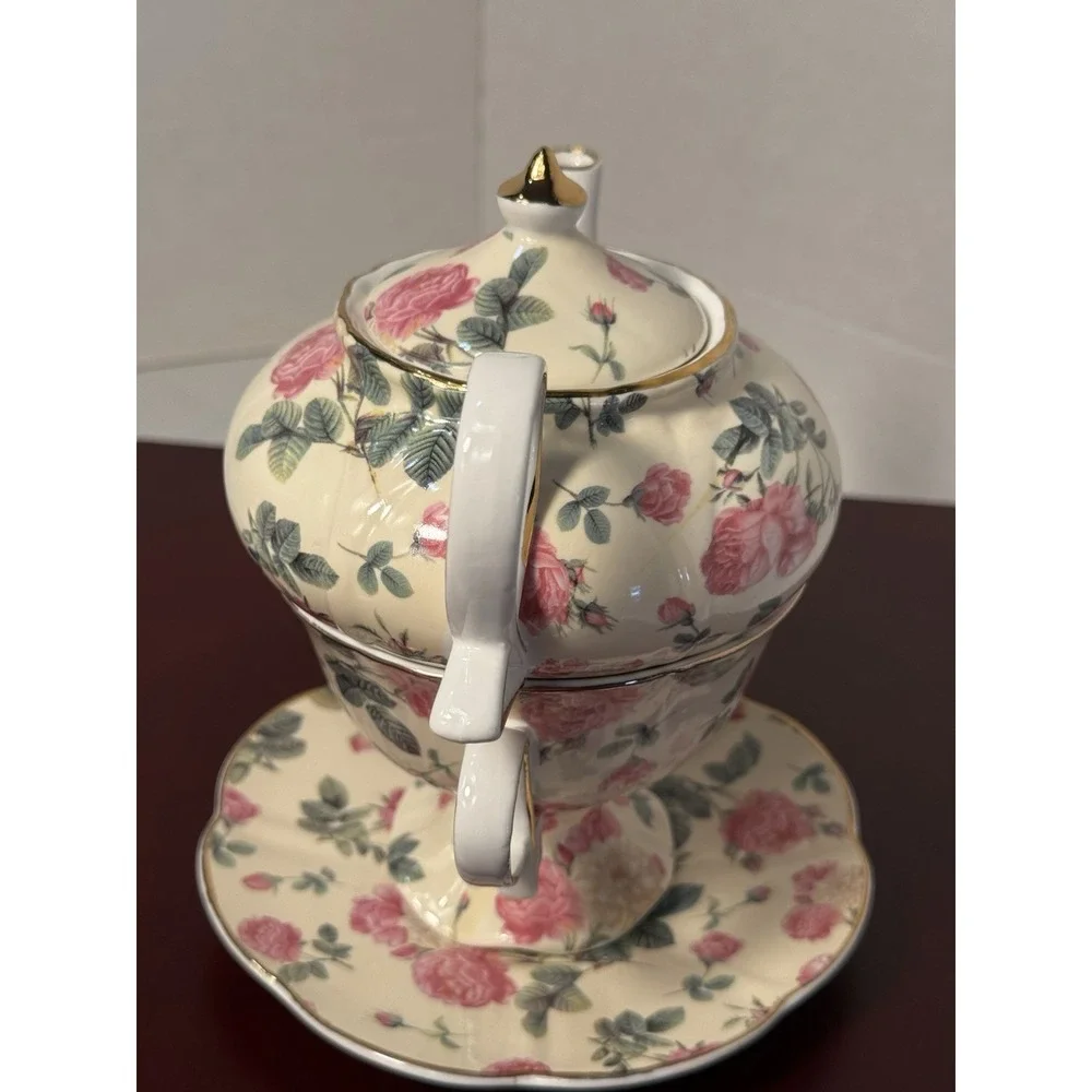 grace teaware tea for one Peony And Rose Floral Teapot Cup Saucer